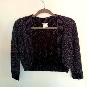 Black metallic eyelet shrug
